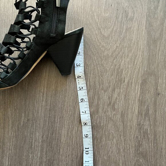 Vince Camuto Black Leather Lace Up Sandel with Zipper - Picture 6 of 8